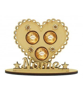 6mm Personalised Fancy Heart Shape Ferrero Rocher or Lindt Chocolate Ball Holder on a Stand - Stand Options